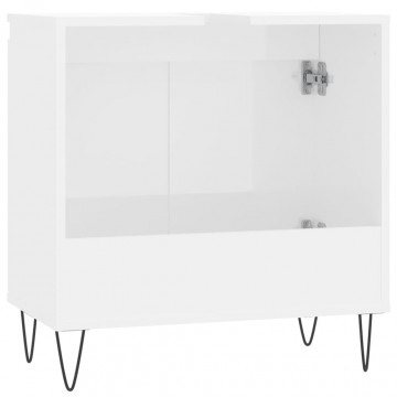 Dulap de baie, alb extralucios, 58x33x60 cm, lemn prelucrat - Img 6