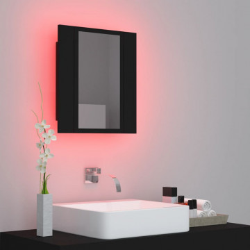 Dulap de baie cu oglindă & LED, negru, 40x12x45 cm, acril - Img 8