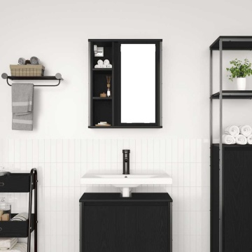 Dulap de baie cu oglindă stejar negru 50x21x60 cm - Img 3
