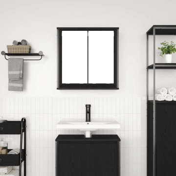 Dulap de baie cu oglindă stejar negru 60x21x60 cm - Img 3
