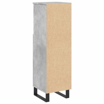 Dulap de baie, gri beton, 30x30x100 cm, lemn prelucrat - Img 5