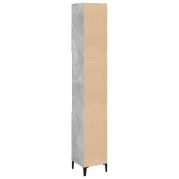 Dulap de baie, gri beton, 30x30x190 cm, lemn prelucrat - Img 6