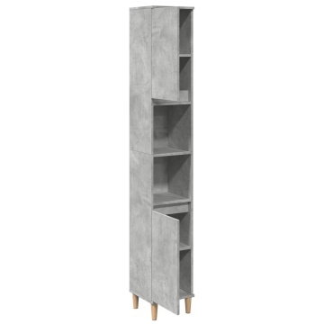 Dulap de baie, gri beton, 30x30x190 cm, lemn prelucrat - Img 8