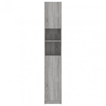 Dulap de baie, gri sonoma, 32x25,5x190 cm, lemn prelucrat - Img 8