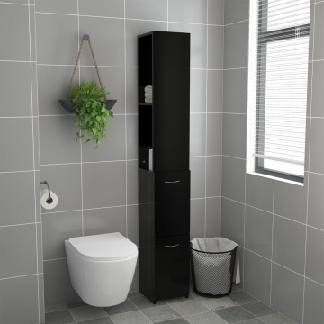 Dulap de baie, negru, 25x26,5x170 cm, lemn prelucrat - Img 3
