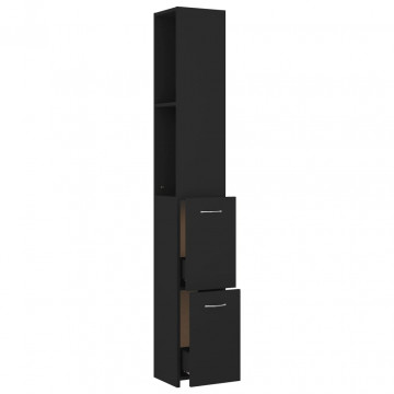 Dulap de baie, negru, 25x26,5x170 cm, lemn prelucrat - Img 5