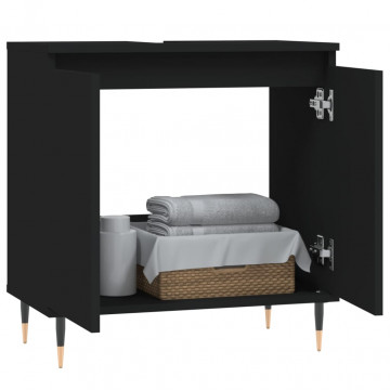 Dulap de baie, negru, 58x33x60 cm, lemn prelucrat - Img 3