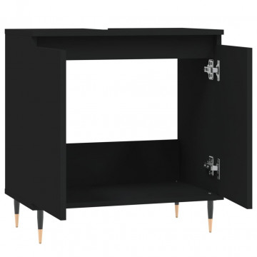 Dulap de baie, negru, 58x33x60 cm, lemn prelucrat - Img 8