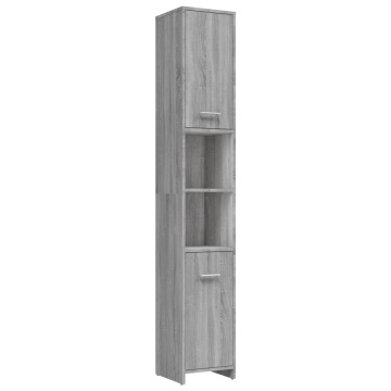 Dulap de baie, sonoma gri, 30x30x183,5 cm, lemn prelucrat - Img 2