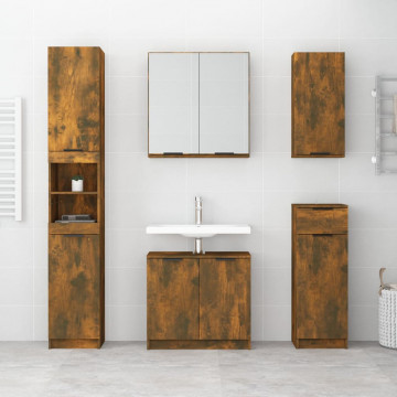 Dulap de baie, stejar fumuriu, 64,5x33,5x59 cm, lemn prelucrat - Img 3