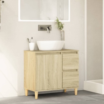 Dulap de baie, stejar sonoma, 65x33x60 cm, lemn prelucrat - Img 3
