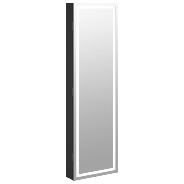 Dulap de bijuterii cu oglindă și lumini LED, de perete, negru - Img 2
