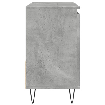 Dulap de chiuvetă baie, gri beton, 65x33x60 cm, lemn prelucrat - Img 5