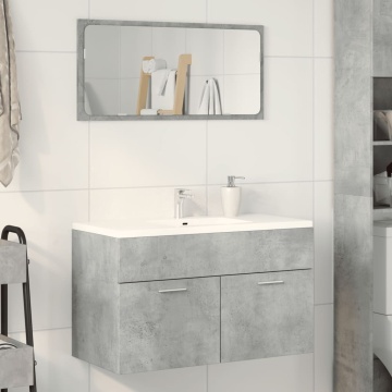 Dulap de chiuvetă baie gri beton, 90x38,5x46 cm, lemn prelucrat - Img 3