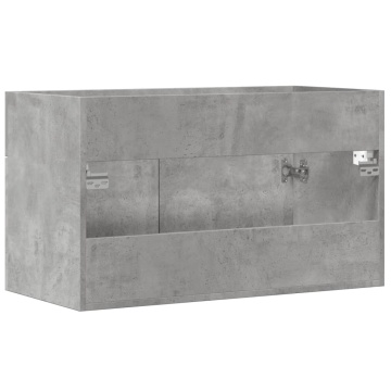 Dulap de chiuvetă baie gri beton, 90x38,5x46 cm, lemn prelucrat - Img 5