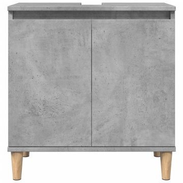 Dulap de chiuvetă, gri beton, 58x33x60 cm, lemn prelucrat - Img 4