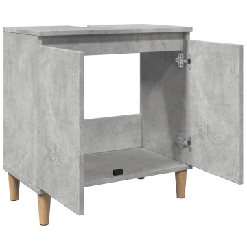 Dulap de chiuvetă, gri beton, 58x33x60 cm, lemn prelucrat - Img 8