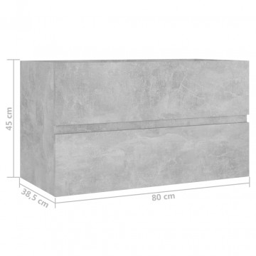 Dulap de chiuvetă, gri beton, 80x38,5x45 cm, PAL - Img 6