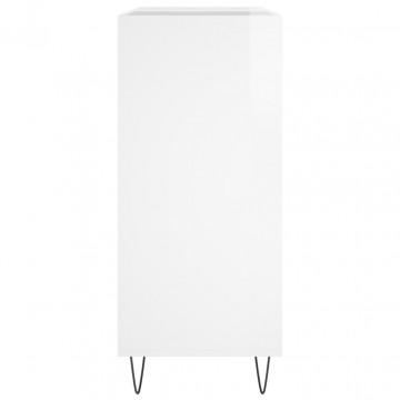 Dulap de discuri alb extralucios 84,5x38x89 cm lemn compozit - Img 8