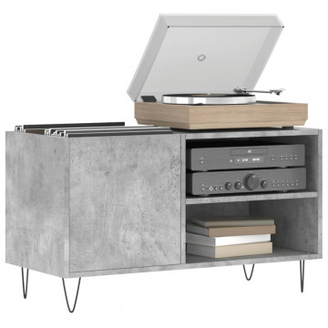 Dulap de discuri, gri beton, 85x38x48 cm, lemn prelucrat - Img 3