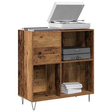 Dulap de discuri, stejar artizanal 84,5x38x90 cm lemn prelucrat - Img 3