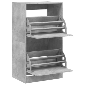 Dulap de pantofi 2 sertare rabatabile, gri beton, 60x42x108 cm - Img 9