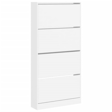 Dulap de pantofi cu 4 sertare rabatabile, alb, 80x21x163,5 cm - Img 2