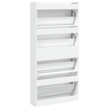 Dulap de pantofi cu 4 sertare rabatabile, alb, 80x21x163,5 cm - Img 7