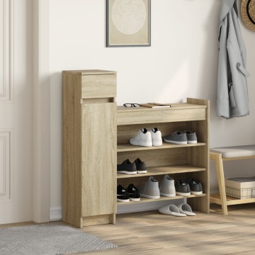 Dulap de pantofi stejar Sonoma 100,5x28x100 cm lemn prelucrat - Img 3