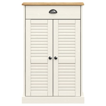 Dulap de pantofi VIGO, alb, 60x35x96 cm, lemn masiv de pin - Img 4