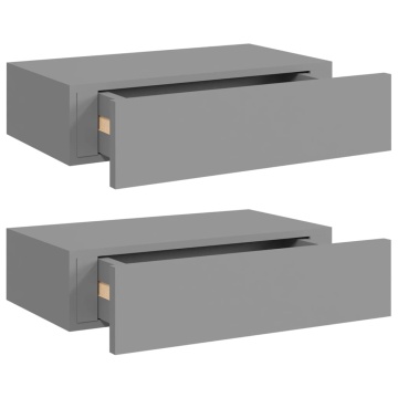 Dulap de perete cu sertar, 2 buc., gri, 40x23,5x10 cm, MDF - Img 2
