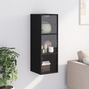 Dulap de perete cu uși din sticlă, negru, 35x37x100 cm - Img 3