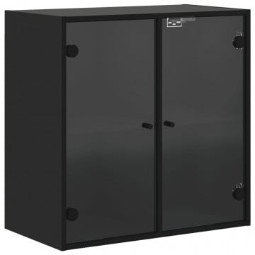 Dulap de perete cu uși din sticlă, negru, 68x37x68,5 cm - Img 2