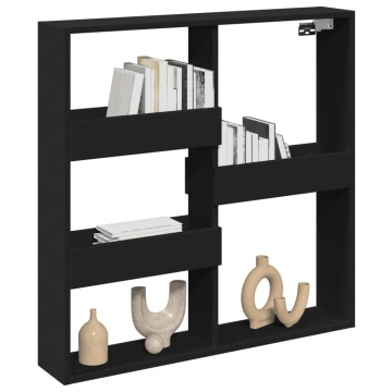 Dulap de perete, negru, 80x15x80 cm, lemn prelucrat - Img 3