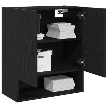 dulap de perete Negru Stejar 60x30x70 cm din lemn prelucrat - Img 3