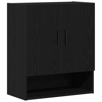 Dulap de perete Negru Stejar 60x31x70 cm din lemn prelucrat - Img 2