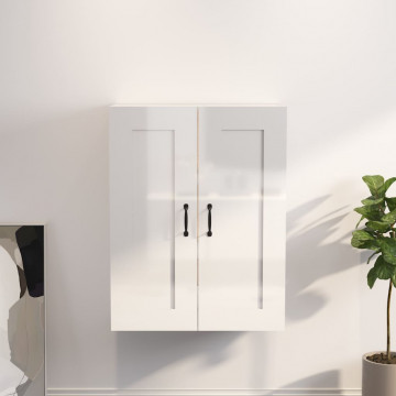 Dulap de perete suspendat, alb extralucios, 69,5x32,5x90 cm - Img 1
