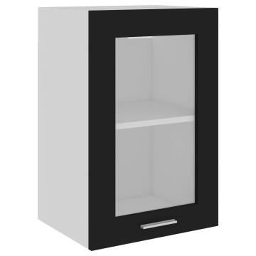 Dulap de sticlă suspendat, negru, 40x31x60 cm, lemn prelucrat - Img 2
