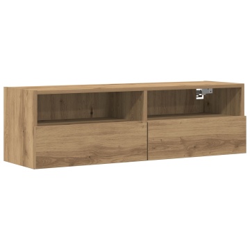 Dulap de TV pe perete Stejar Artisan 100x30x30 cm Lemn prelucrat - Img 2