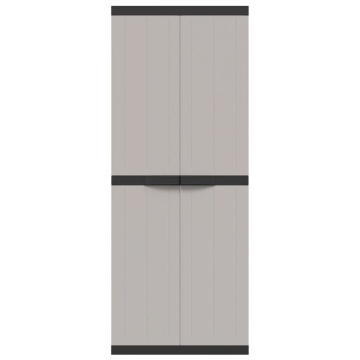 Dulap depozitare de exterior, gri și negru, 65x37x165 cm, PP - Img 4