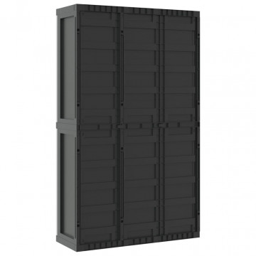 Dulap depozitare de exterior, gri și negru, 97x37x165 cm, PP - Img 5