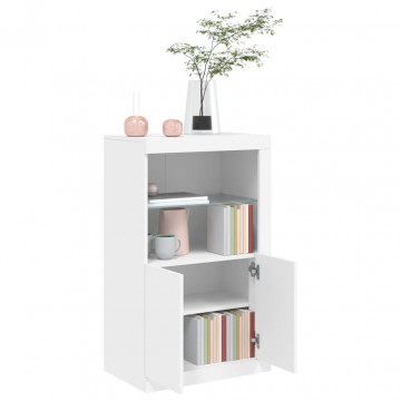 Dulap lateral cu lumini LED, alb, lemn prelucrat - Img 8