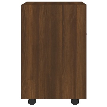 Dulap lateral cu roți stejar maro 33x38x60 cm lemn prelucrat - Img 4