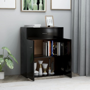 Dulap, negru, 60x30x75 cm, lemn prelucrat - Img 3