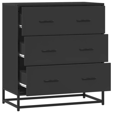 Dulap, negru, 68x35x76 cm, lemn prelucrat și metal - Img 6