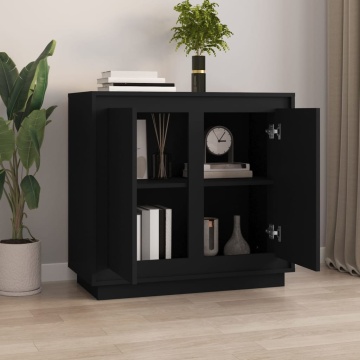 Dulap, negru, 80x34x75 cm, lemn prelucrat - Img 3