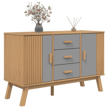 Dulap OLDEN, gri și maro, 114x43x73,5 cm, lemn masiv pin - Img 8