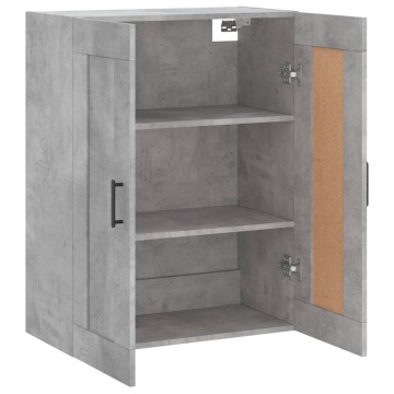 Dulap pe perete, gri beton, 69,5x34x90 cm, lemn prelucrat - Img 5