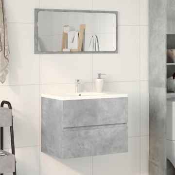 Dulap pentru baie, gri beton, 60x38,5x45 cm, lemn prelucrat - Img 3