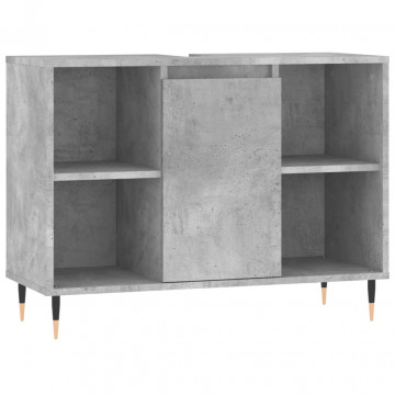 Dulap pentru baie, gri beton, 80x33x60 cm, lemn compozit - Img 2